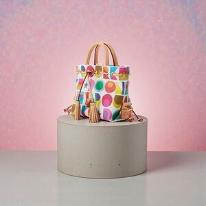 Dooney & Bourke Art Deco Small Tassel Handbag Purse Satchel